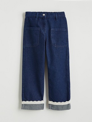 Lcw Indigo Beli Lastikli Kız Çocuk Jean Pantolon