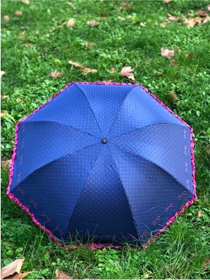 Normadia Kadın Mavi Şemsiye, Kırılmaz Kenar, Fırfır ve Fiyonk Detaylı