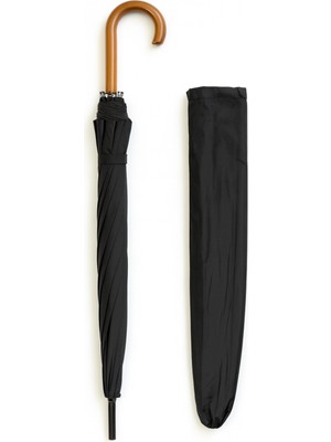 Normadia Şemsiye, 24 Fiber Telli, 100 Cm, Ahşap Saplı, Kılıflı, Dayanıklı ve Şık