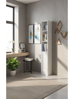 Yeti Mobilya FLAT30 Kitaplık 1 Kapaklı Kütüphane Çok Amaçlı Dolap