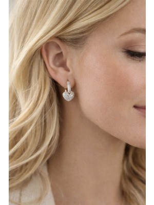 Solène  Zen Rose Gold Silver Zirkon Taşlı Kalp Tasarım Vip Küpe