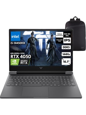 Hp Victus I5-14450HX 48 -Gbddr5 4 Tbssd RTX4050 (6GB-GDDR6-120W) 16.1" Fhd 144Hz Windows 11 Pro + Hmf Sırt Çantası BL6W5EAHMF29