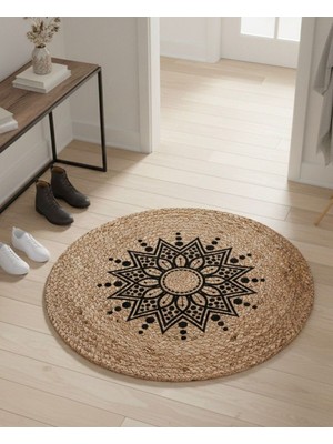 Bazaar Forum Ütopya Dijital Baskı Dokuma Pamuk Kaymaz Taban Yuvarlak Halı