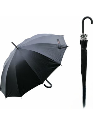 Normadia Fi̇ber 12 Tellli Siyah Bay & Erkek Baston Şemsiye