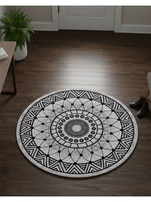 Bazaar Forum Ütopya Dijital Baskı Dokuma Pamuk Kaymaz Taban Yuvarlak Halı