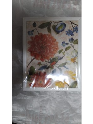 Es Dekor Kırmızı Çiçek Kuşlu Minderli Desenli Keyif Tepsisi Kahvaltı Tepsi