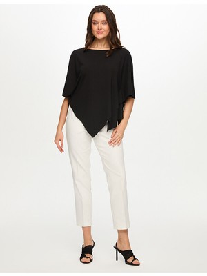 Faik Sönmez Mendil Form Asimetrik Yuvarlak Yaka Kısa Kol T-Shırt S26TSH062