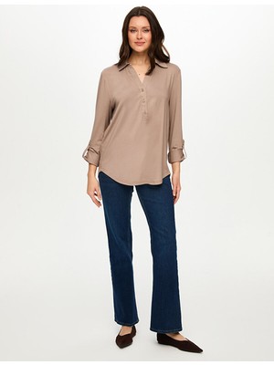 Faik Sönmez Kaçık Yaka Uzun Kollu T-Shırt S26TSH006