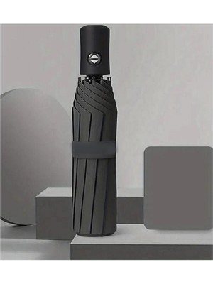 Normadia Tam Otomatik Kısa Çanta Boy Dayanıklı Siyah Şemsiye