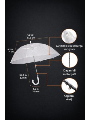 Normadia Şeffaf Otomatik Açılır Premium Rüzgar Dayanıklı Şemsiye