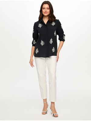 Faik Sönmez Çiçek Nakış Detaylı Liyoselli Gömlek S26GML020