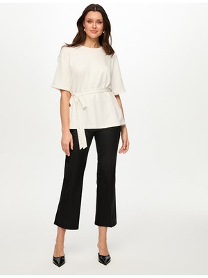 Faik Sönmez Taş Işli Kemer Detaylı Yuvarlak Yaka Tunik T-Shırt S26TSH057