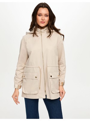 Faik Sönmez Çizgili Astarlı Kapüşonlu Trençkot S26TNC010