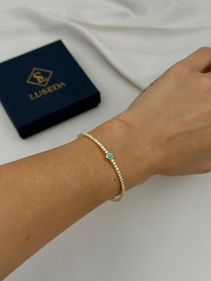Luseda VIP Turkuaz Taş Detaylı Ayarlanabilir Bileklik