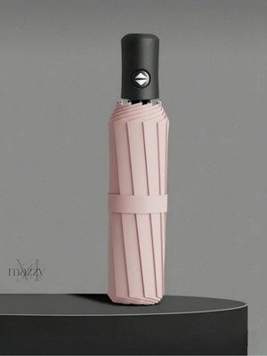 Normadia Rüzgarlı Hava Dayanıklı Otomatik Fiber Telli Pembe Şemsiye