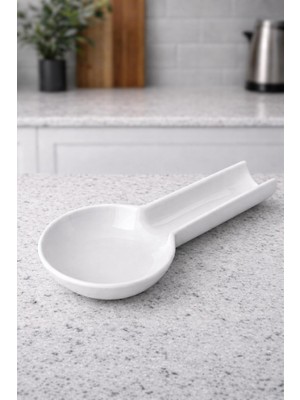İliva Tezgah Üstü Porselen Kirli Kaşıklık Beyaz Kaşık Altlığı
