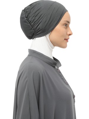 Altobeh Hazır Pratik Geçmeli Lastikli Tesettür Bone - Füme