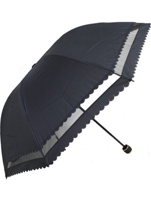 Normadia Şık Siyah Dantelli Şemsiye, Zarif ve Kullanışlı Tasarım