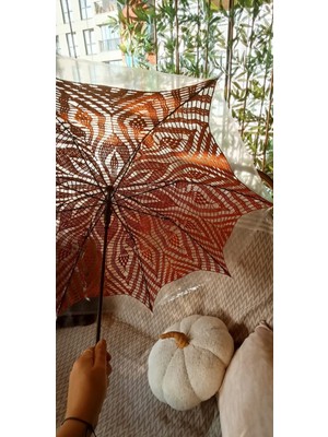 Normadia Şeffaf ve Dantel Detaylı El Yapımı Şemsiye, Şık ve Zarif Tasarım