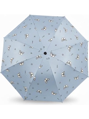 Normadia Kelebek Desenli Ultra Hafif Katlanır Şemsiye, Uv Koruma ile Koruyucu Şemsiye