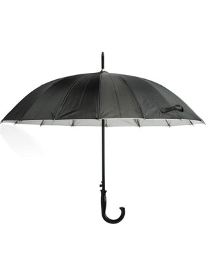 Normadia Siyah J-38 Otomatik Baston Şemsiye, 16 Telli, 100 cm Çap, Desenli Kumaş