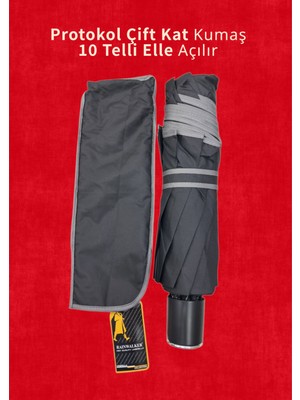 Normadia Çift Kat Kumaşlı Manuel Şemsiye, Güçlü Mekanizmalı ve 10 Telli Tasarım