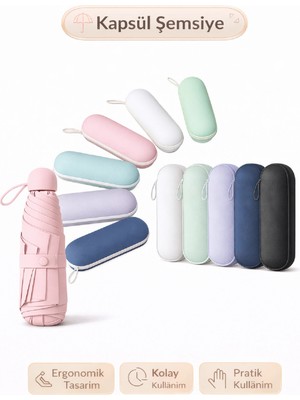 Normadia Mini Fiber Çantalı 8 Telli Şemsiye, Pratik ve Şık Kadın Güneş Koruyucu