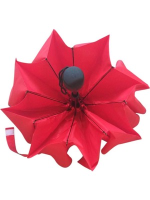 Rubenis Rüzgara Dayanıklı Kırmızı 8 Tel Manuel Şemsiye, Şık ve Kullanışlı
