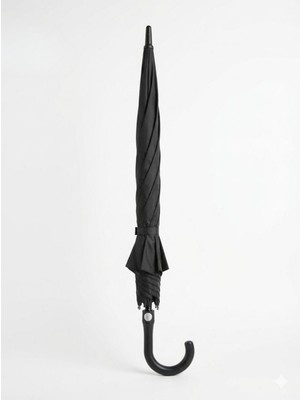 Normadia Şık Siyah 8 Fiber Telli 120 cm Baston ve Protokol Şemsiye Seti