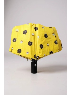 Normadia Ayıcık Desenli Sarı Otomatik Fonksiyonlu Fiber Tel Şemsiye