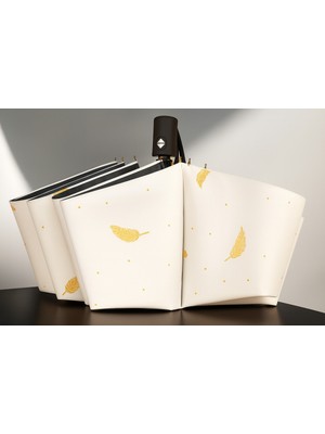 Normadia Yaprak Desenli Uv Korumalı Fiber Telli Güçlendirilmiş Şemsiye Kılıflı