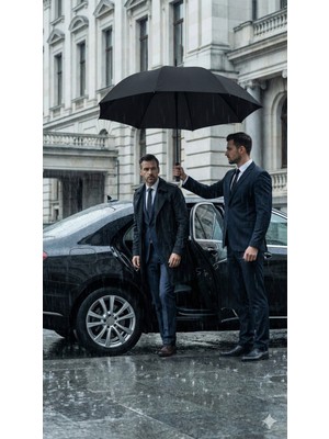 Normadia Gösterişli 251-G Fiber Otomatik Vale Şemsiyesi 130 cm Siyah