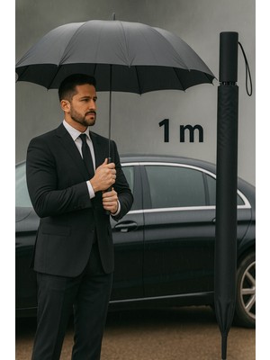 Normadia Lüks Protokol Şemsiye, Dayanaklı Manuel, 8 Fiber Telli, Omuz Askılı 1 Metre