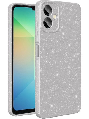 Büşra Ayhan Galaxy A07 Kılıf Kamera Korumalı Simli Lüks Zore Koton Kapak - Beyaz