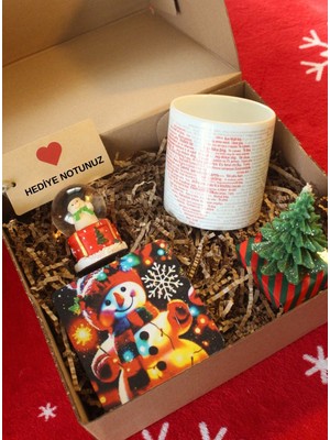 Paganca Kutulu Hediye Seti - Kupa & Kar Küresi & Bardak Altlığı & Mum