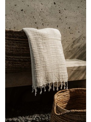 Barine Dore İpeksi Koltuk Şalı Naturel