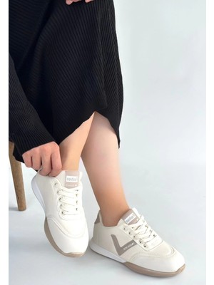 Zengezur Mall Storozde Jowen Bej Cilt Vizon Detaylı Bağcıklı Spor Ayakkabı (Numara: 36)