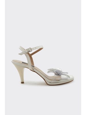 Derinet Bilekten Bantlı Inci Aksesuarlı Kadın Abiye Ayakkabı