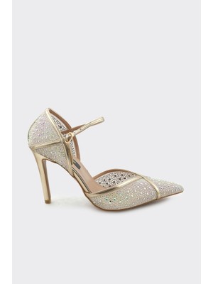 Derinet Bilekten Bantlı Taşlı Kadın Abiye Ayakkabı