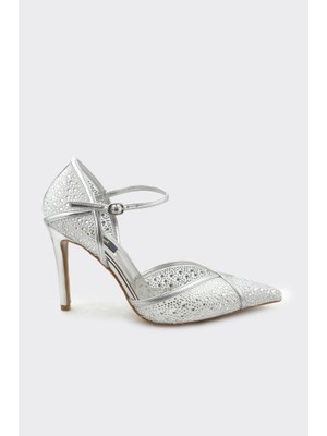 Derinet Bilekten Bantlı Taşlı Kadın Abiye Ayakkabı