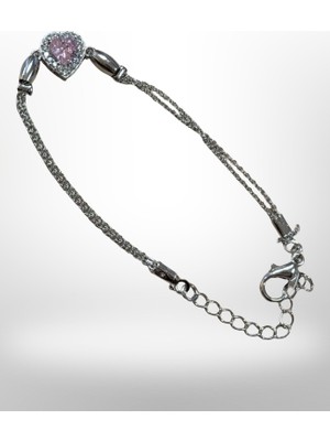 Versein Atelier Kalp Detaylı Pembe Zirkon Taşlı Bileklik