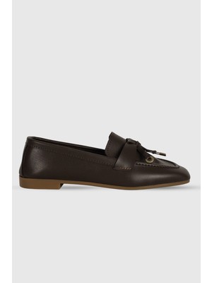 Marlow Kahve Mat Püskül Detay Küt Burun Kadın Babet