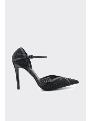 Derinet Bilekten Bantlı Taşlı Kadın Abiye Ayakkabı