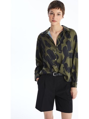 Lc Waikiki Yeni Sezon Desenli Oversize Saten Kadın Gömlek