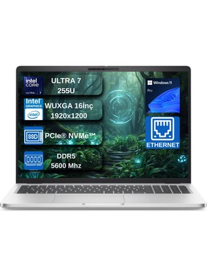 Dell Pro 16 Plus Intel Core Ultra 7 255U 5.2ghz 64GB Ddr5 2tb SSD Windows 11 Pro Intel® Aı Boost 16 Inç IPS Fullhd+ (1920X1200) Taşınabilir Bilgisayar+Mouse Hediyeli BTO105PB16250WPCB15