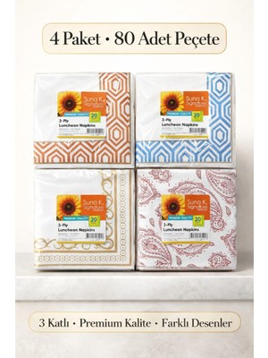 CKM Silikon 4 Paket Kağıt Sunumlu Desenli Peçete