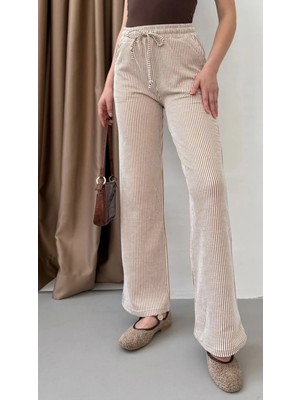 Thiff Gymwear Yandan Cepli Beli Bağcıklı Su Yolu Kadın Çizgili Pantolon