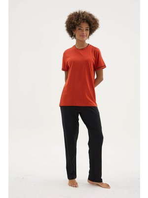 Purificado Yeni Sezon Kadın Bisiklet Yaka Kısa Kol Pijama Takımı