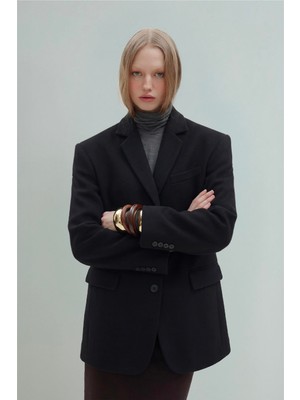 Suud Collection Siyah %100 Yün Blazer Ceket
