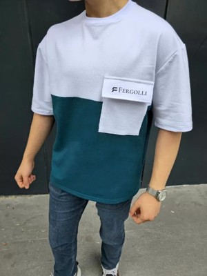 Veralya Unisex Torba Cep Detaylı  Parçalı Tshirt